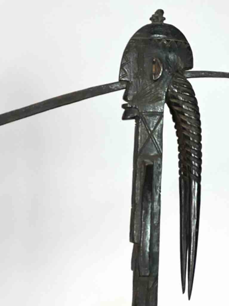 Senufo Ritual Iron-Blade Intricate Wood Handle Weapon/Tool | 24"