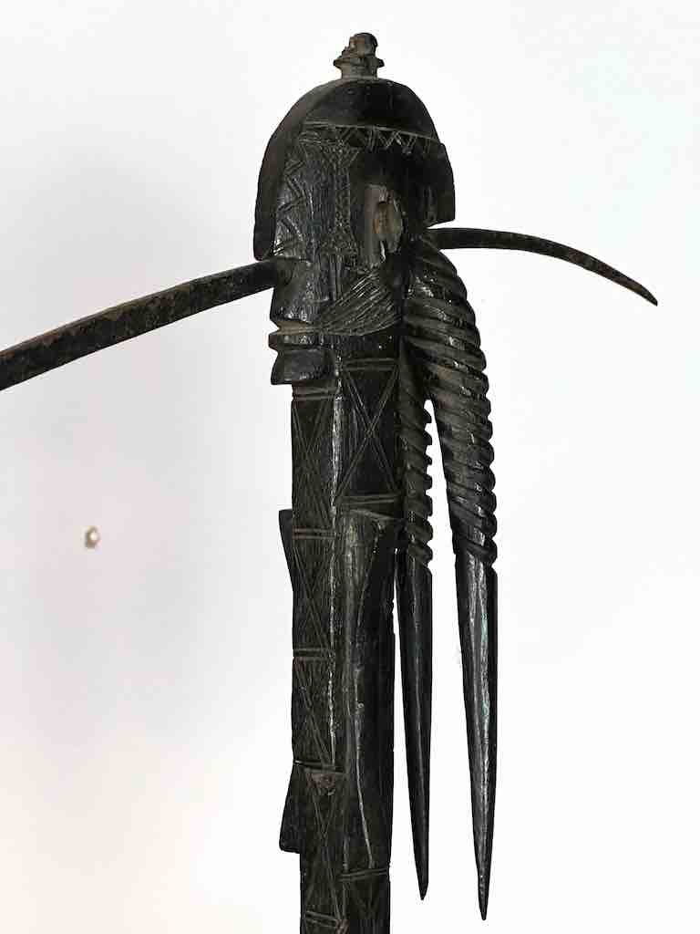 Senufo Ritual Iron-Blade Intricate Wood Handle Weapon/Tool | 24"