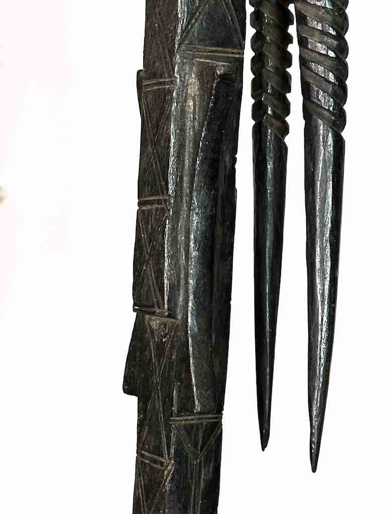 Senufo Ritual Iron-Blade Intricate Wood Handle Weapon/Tool | 24"