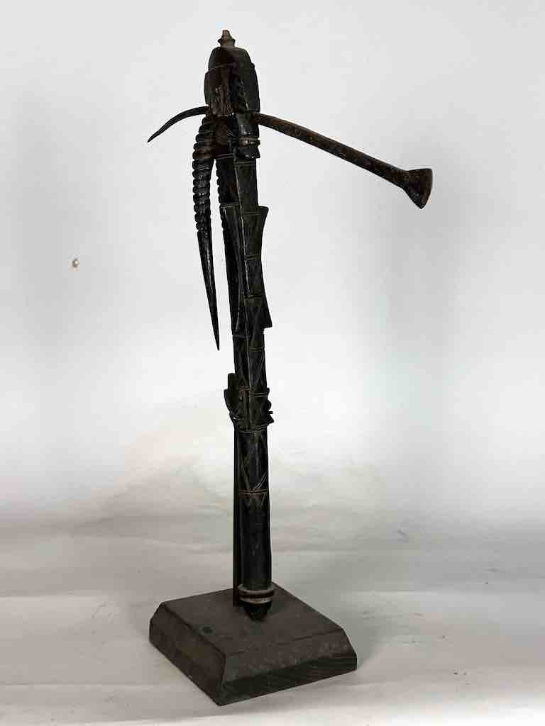 Senufo Ritual Iron-Blade Intricate Wood Handle Weapon/Tool | 24"