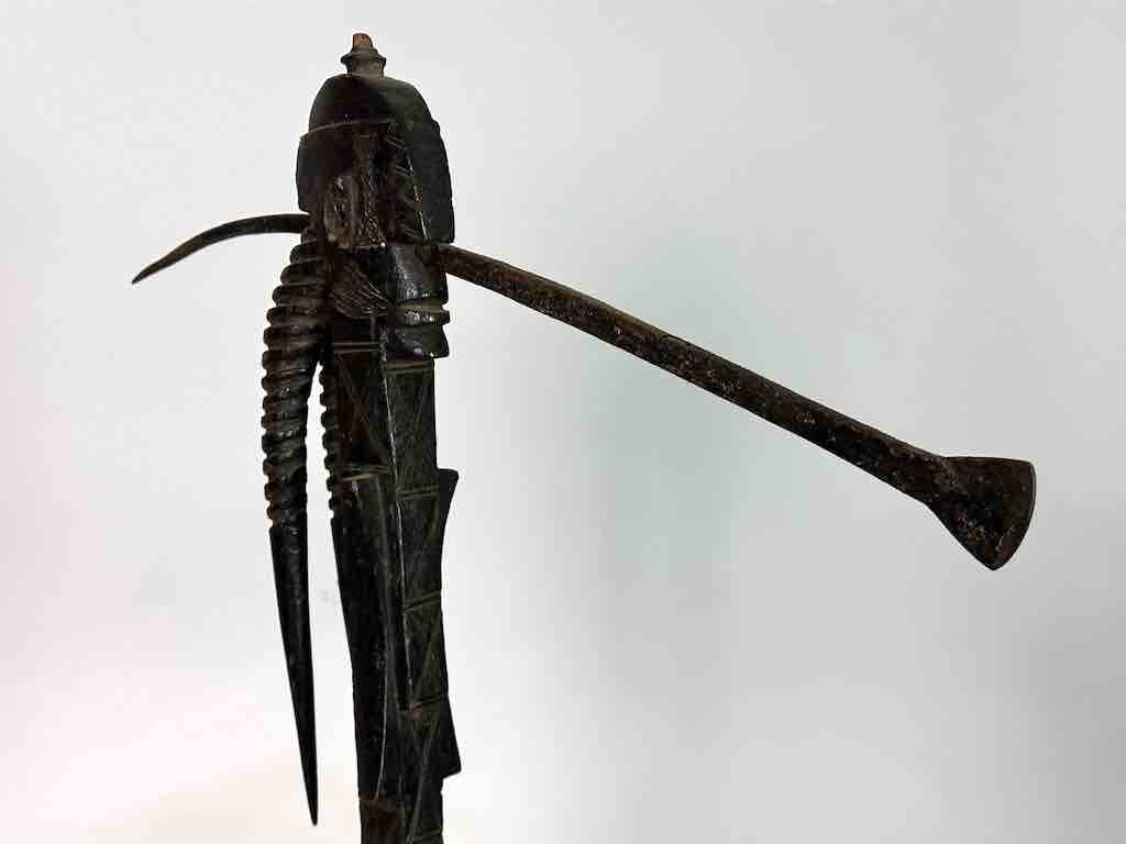 Senufo Ritual Iron-Blade Intricate Wood Handle Weapon/Tool | 24"