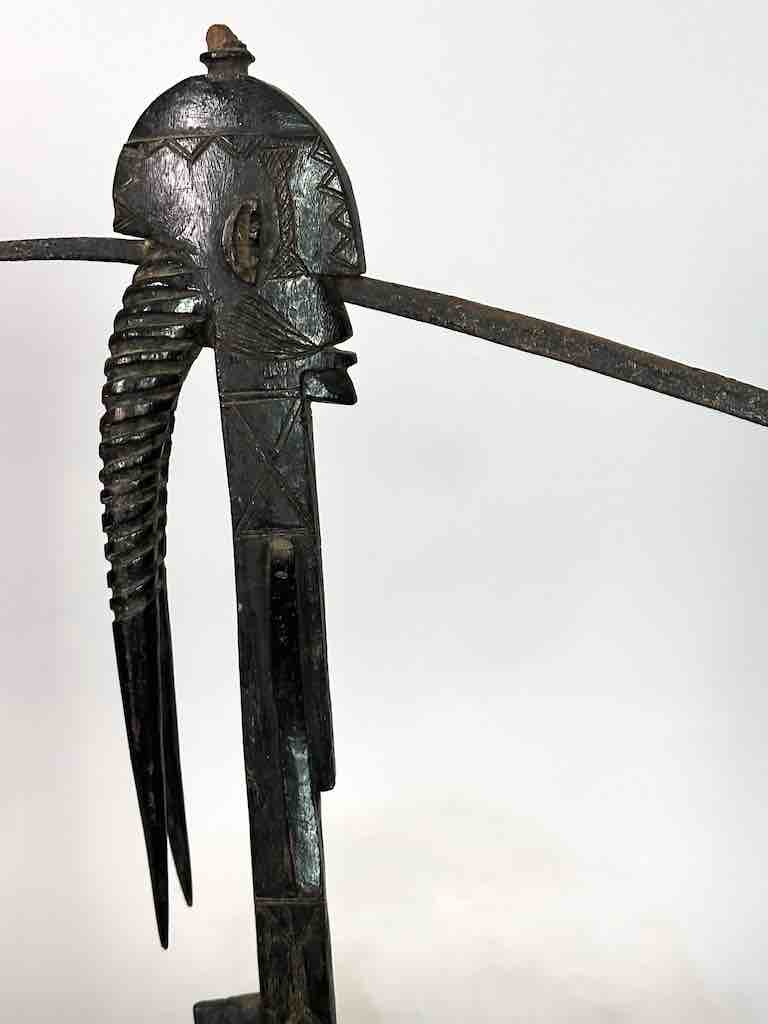 Senufo Ritual Iron-Blade Intricate Wood Handle Weapon/Tool | 24"