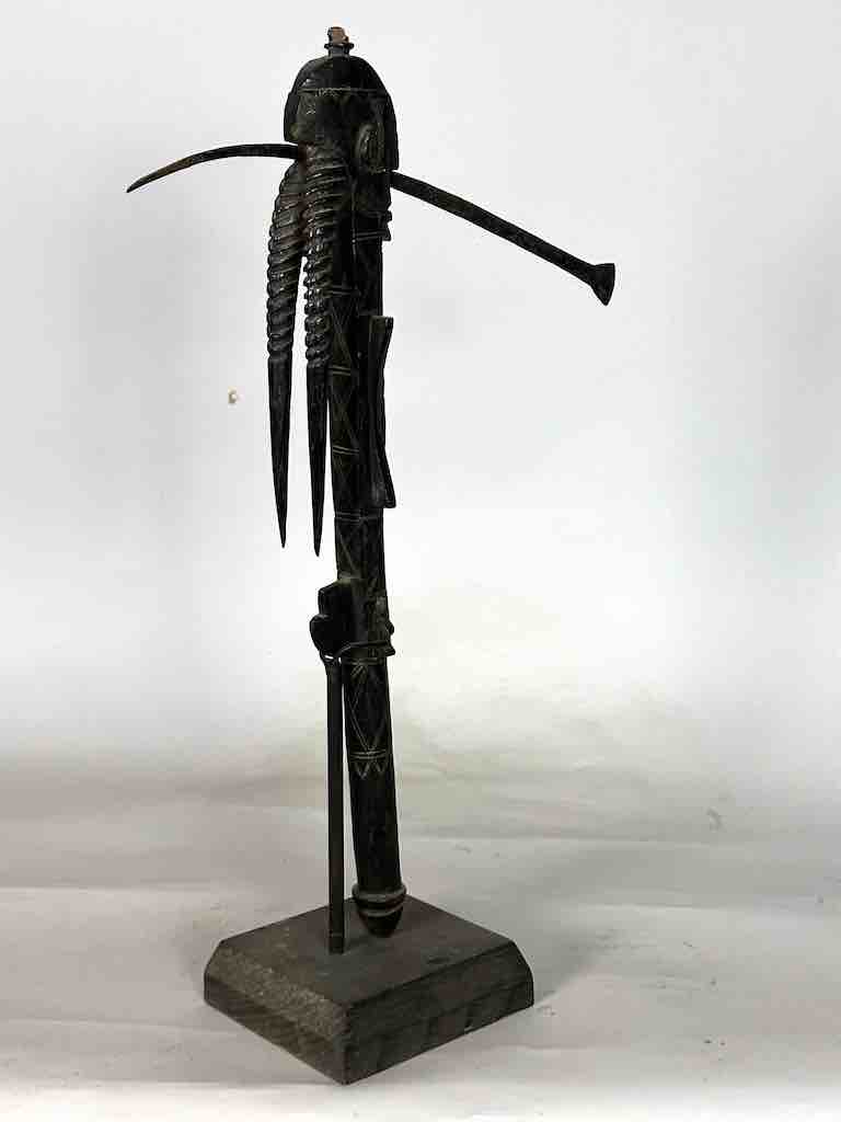 Senufo Ritual Iron-Blade Intricate Wood Handle Weapon/Tool | 24"