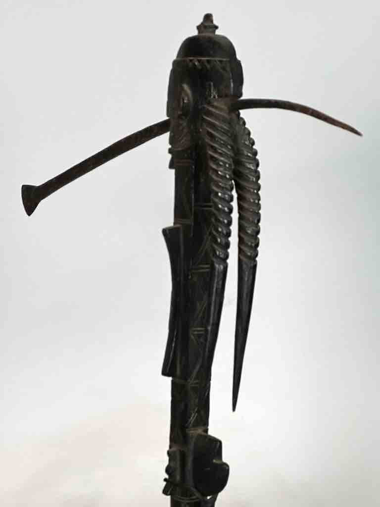 Senufo Ritual Iron-Blade Intricate Wood Handle Weapon/Tool | 24"