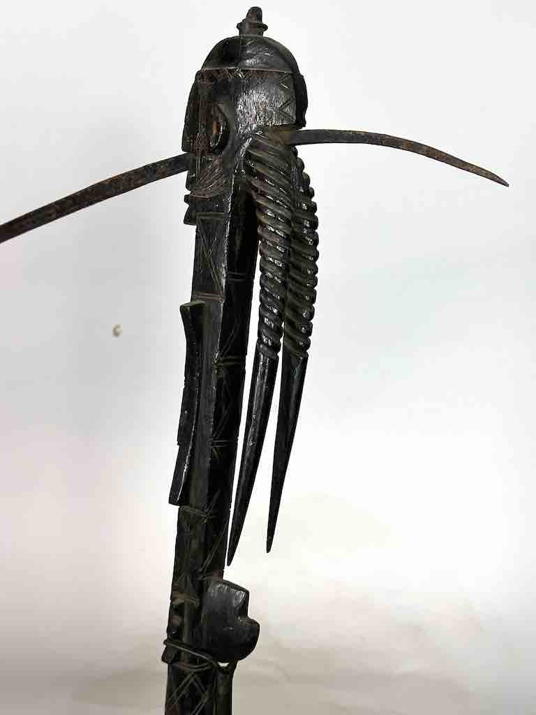 Senufo Ritual Iron-Blade Intricate Wood Handle Weapon/Tool | 24"