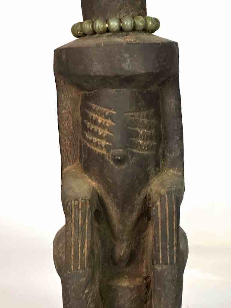 Vintage Seated Bearded Dogon Male Statue - Mali