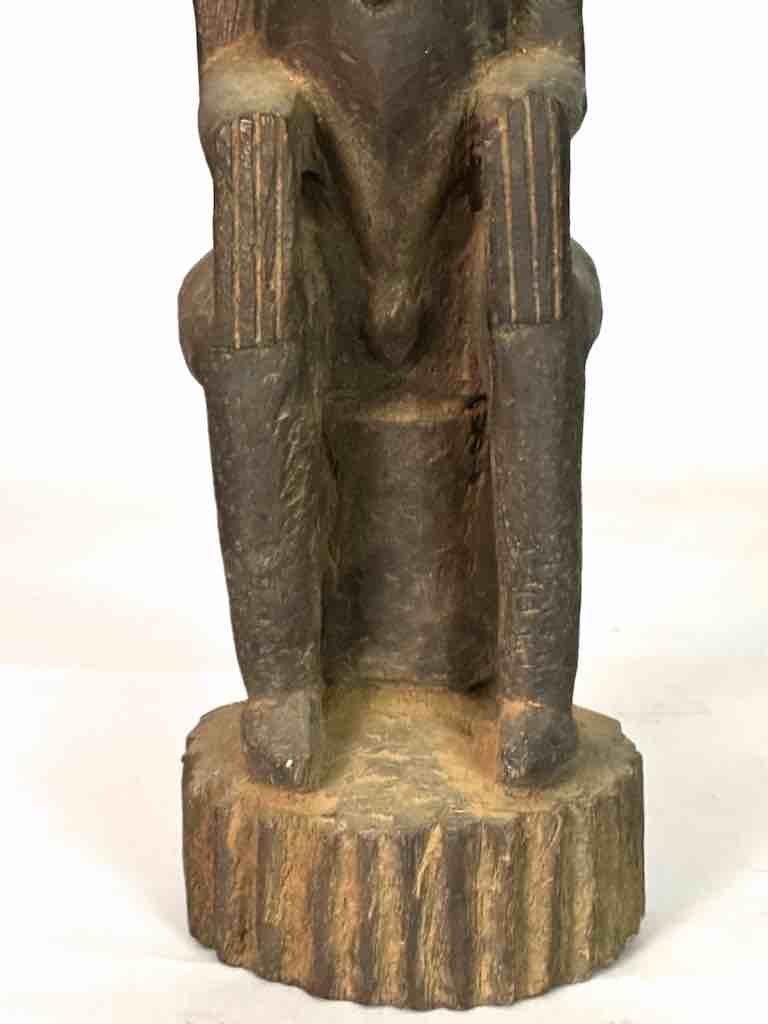 Vintage Seated Bearded Dogon Male Statue - Mali