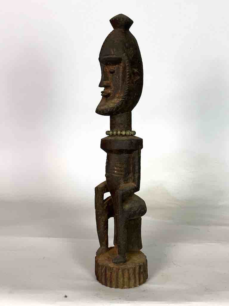 Vintage Seated Bearded Dogon Male Statue - Mali