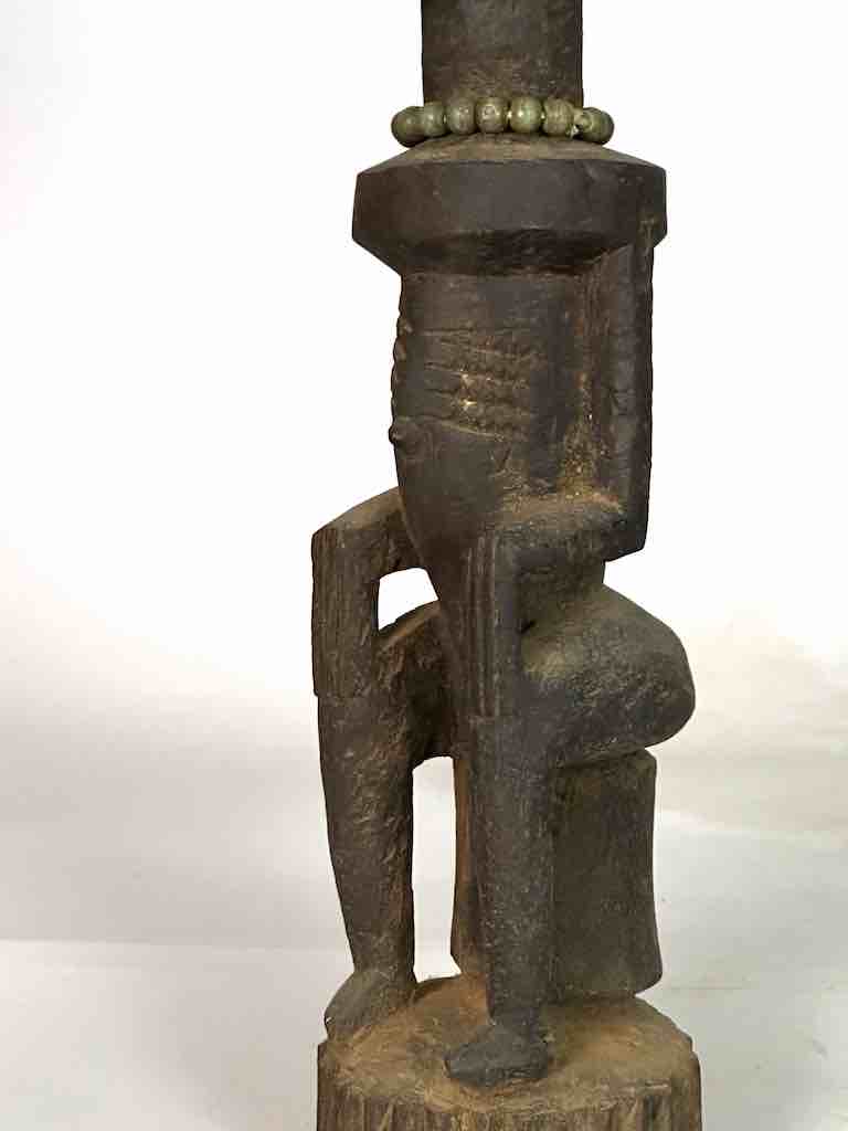 Vintage Seated Bearded Dogon Male Statue - Mali