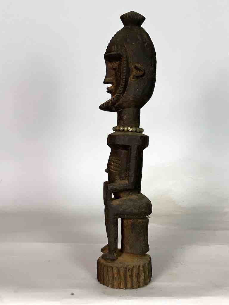 Vintage Seated Bearded Dogon Male Statue - Mali