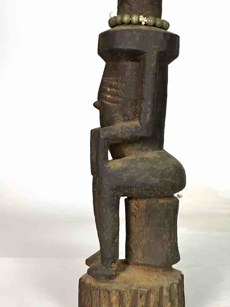 Vintage Seated Bearded Dogon Male Statue - Mali