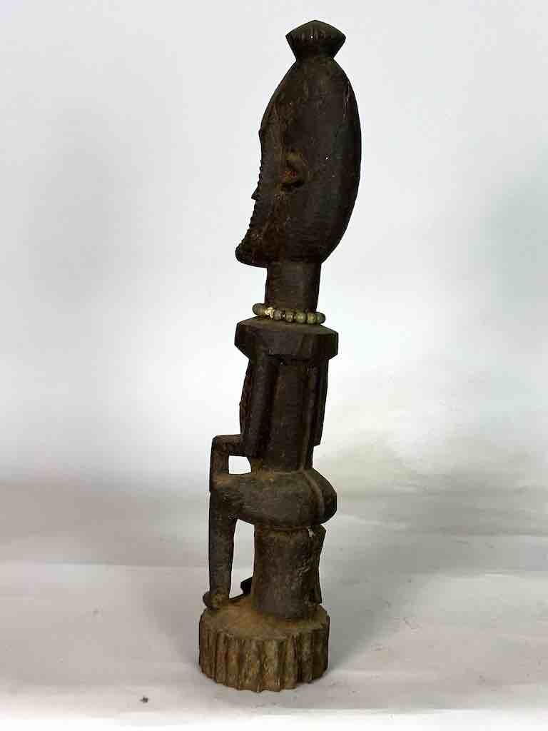 Vintage Seated Bearded Dogon Male Statue - Mali