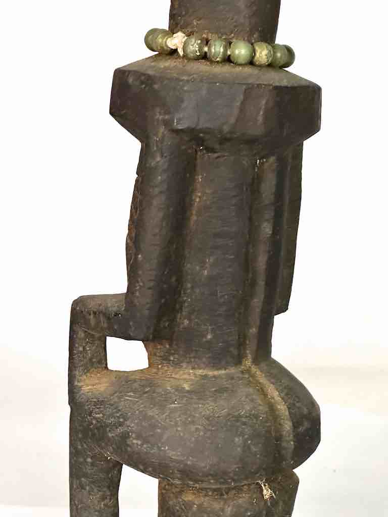 Vintage Seated Bearded Dogon Male Statue - Mali