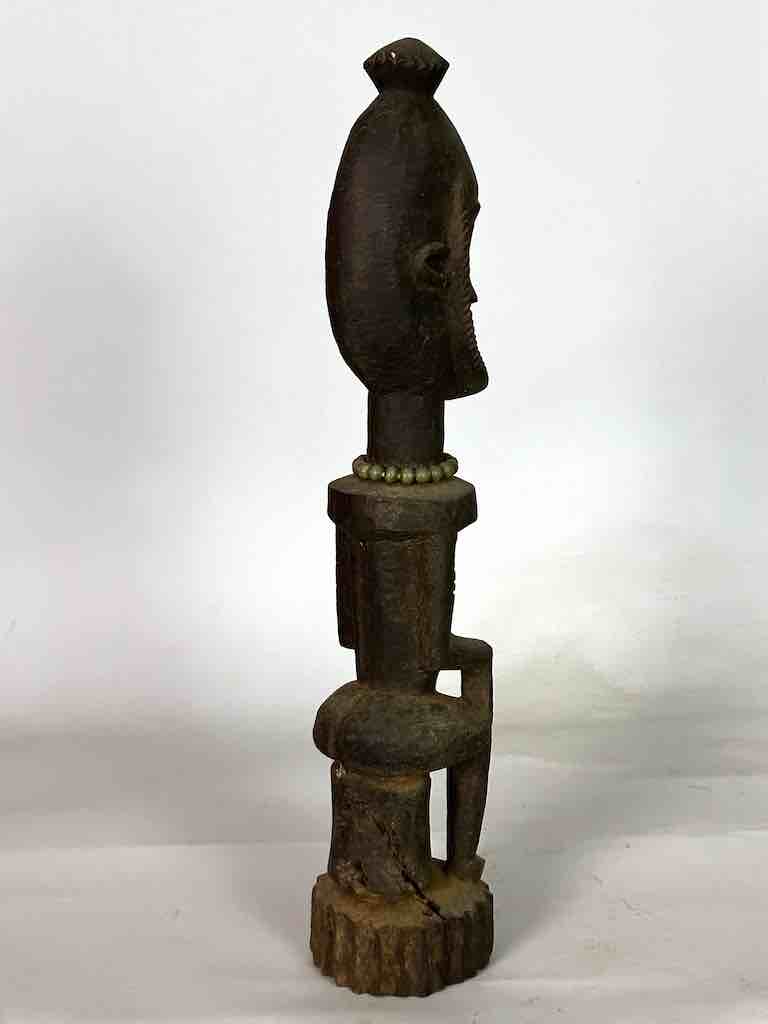 Vintage Seated Bearded Dogon Male Statue - Mali