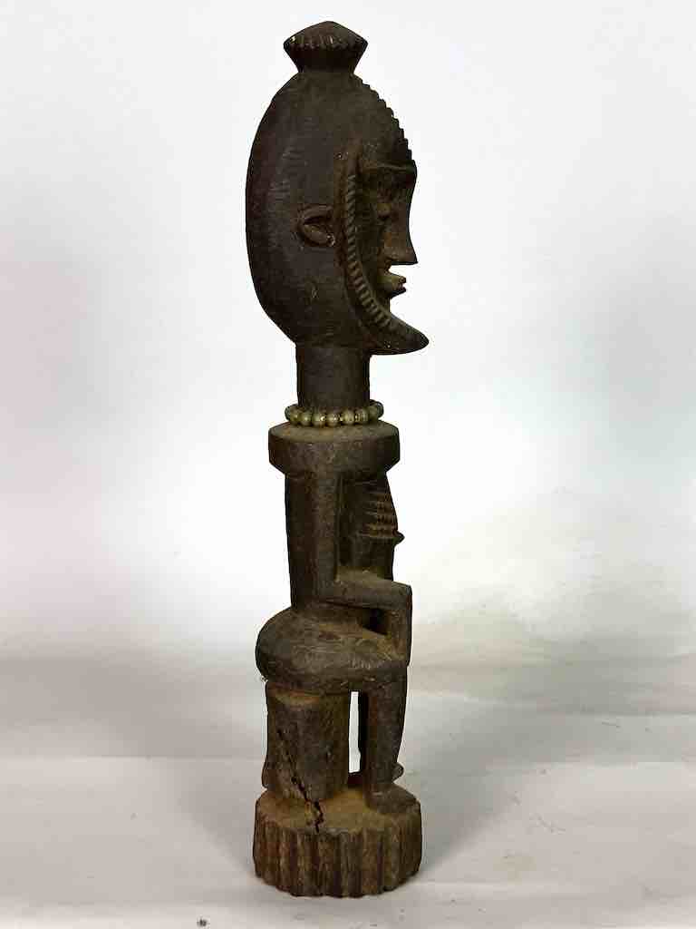 Vintage Seated Bearded Dogon Male Statue - Mali