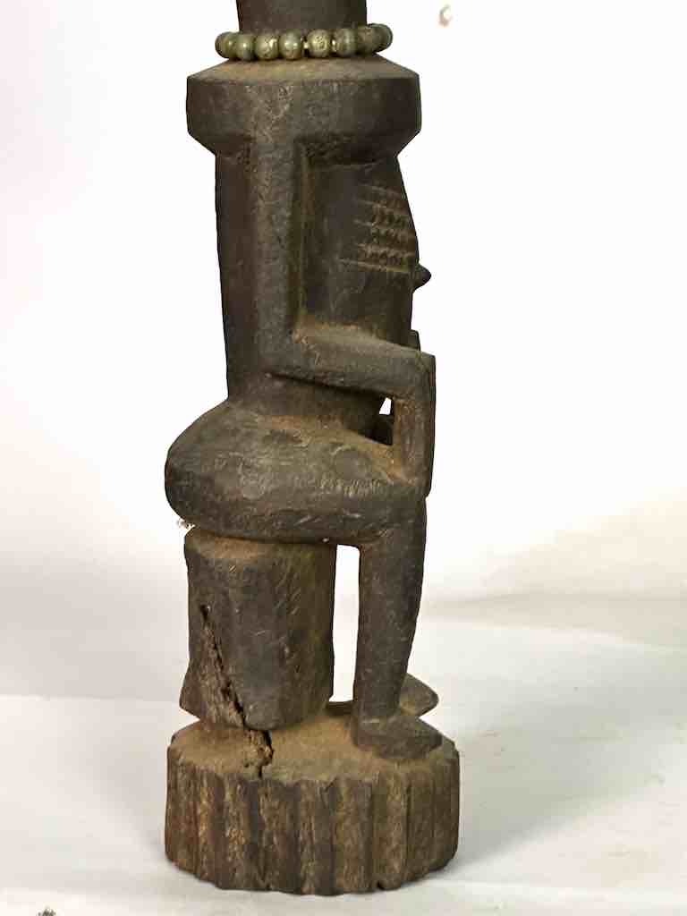 Vintage Seated Bearded Dogon Male Statue - Mali