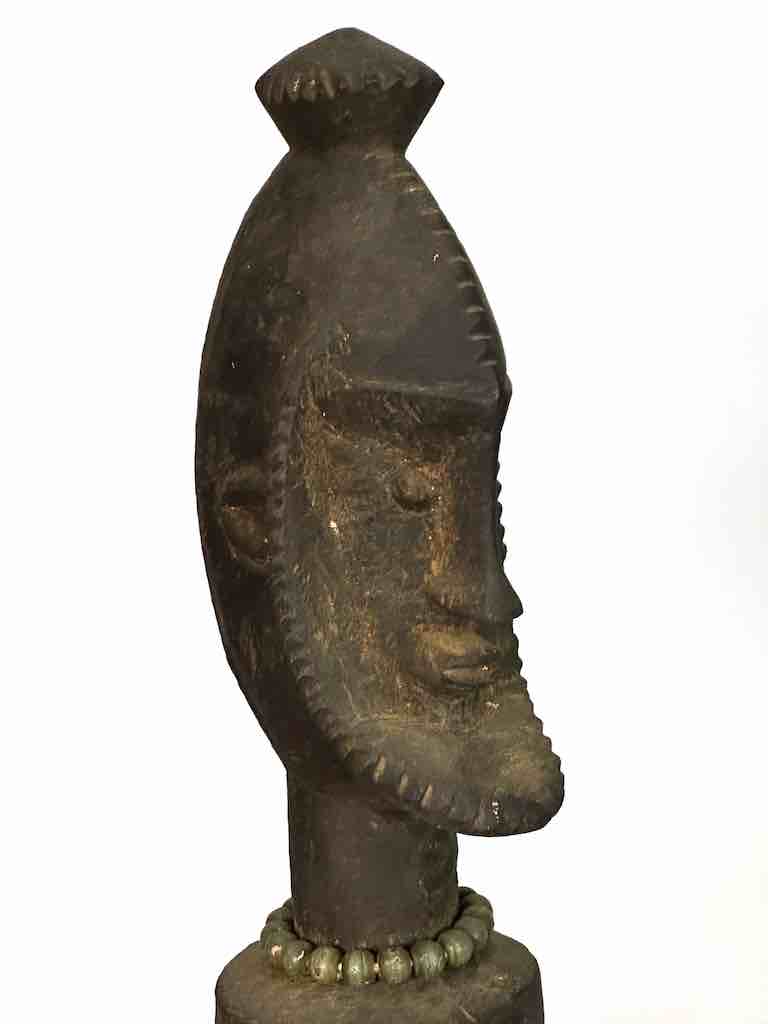 Vintage Seated Bearded Dogon Male Statue - Mali