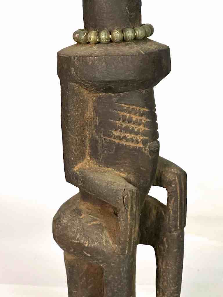 Vintage Seated Bearded Dogon Male Statue - Mali