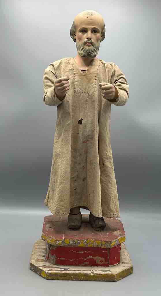 Antique Vietnamese Catholic Clothed Male Saint Figure