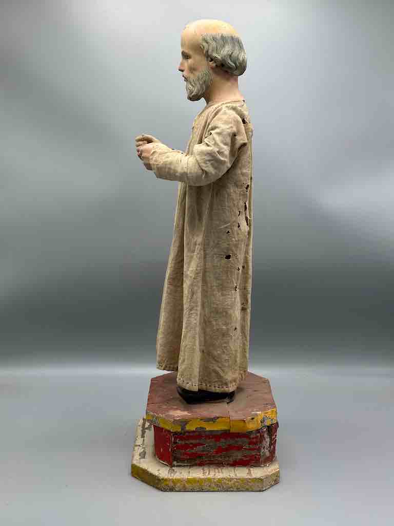Antique Vietnamese Catholic Clothed Male Saint Figure