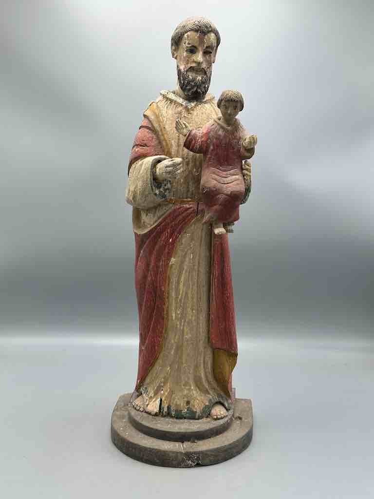 Antique Vietnamese Catholic Male Saint Joseph with Jesus Figure