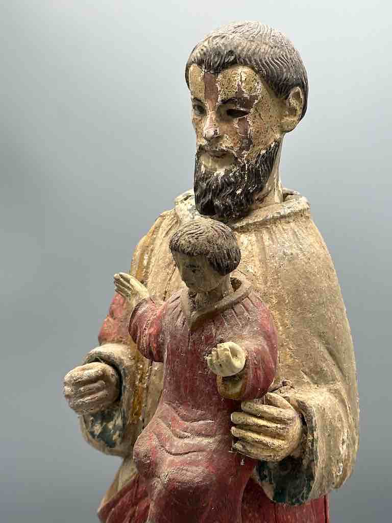 Antique Vietnamese Catholic Male Saint Joseph with Jesus Figure