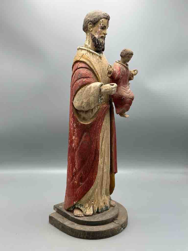 Antique Vietnamese Catholic Male Saint Joseph with Jesus Figure