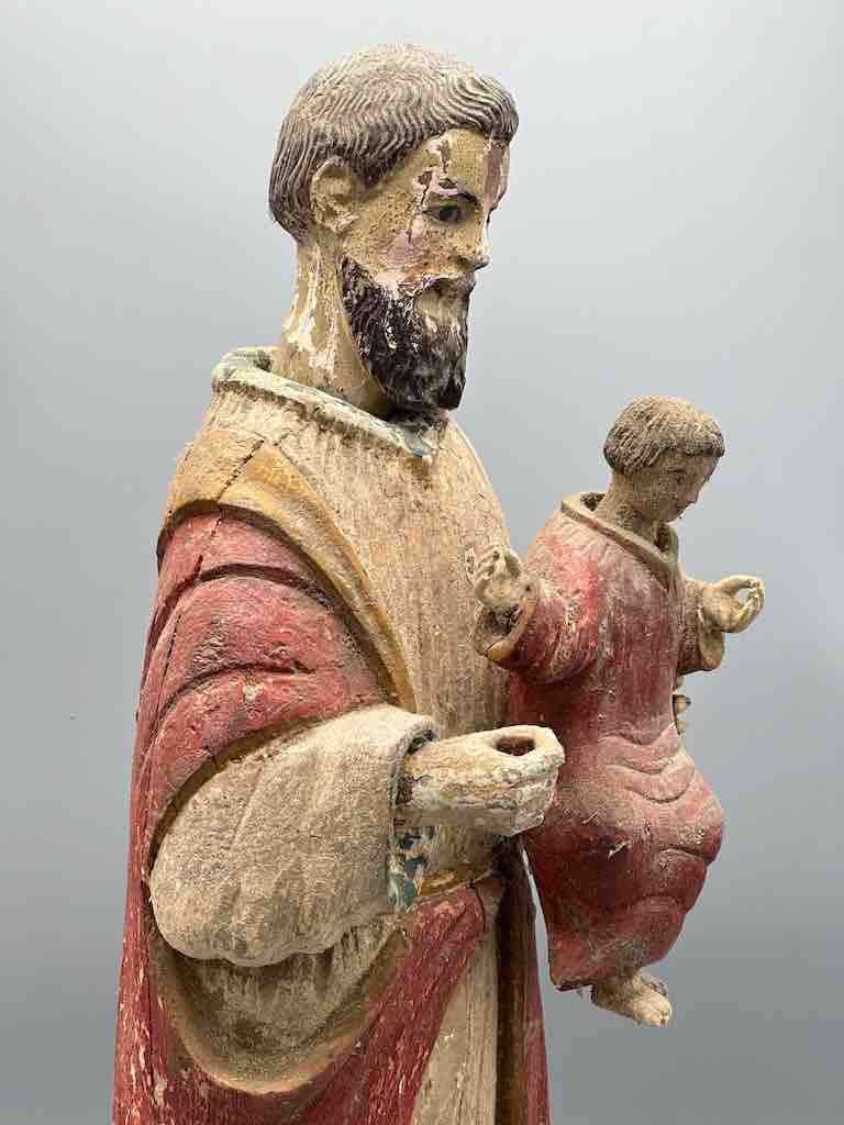 Antique Vietnamese Catholic Male Saint Joseph with Jesus Figure