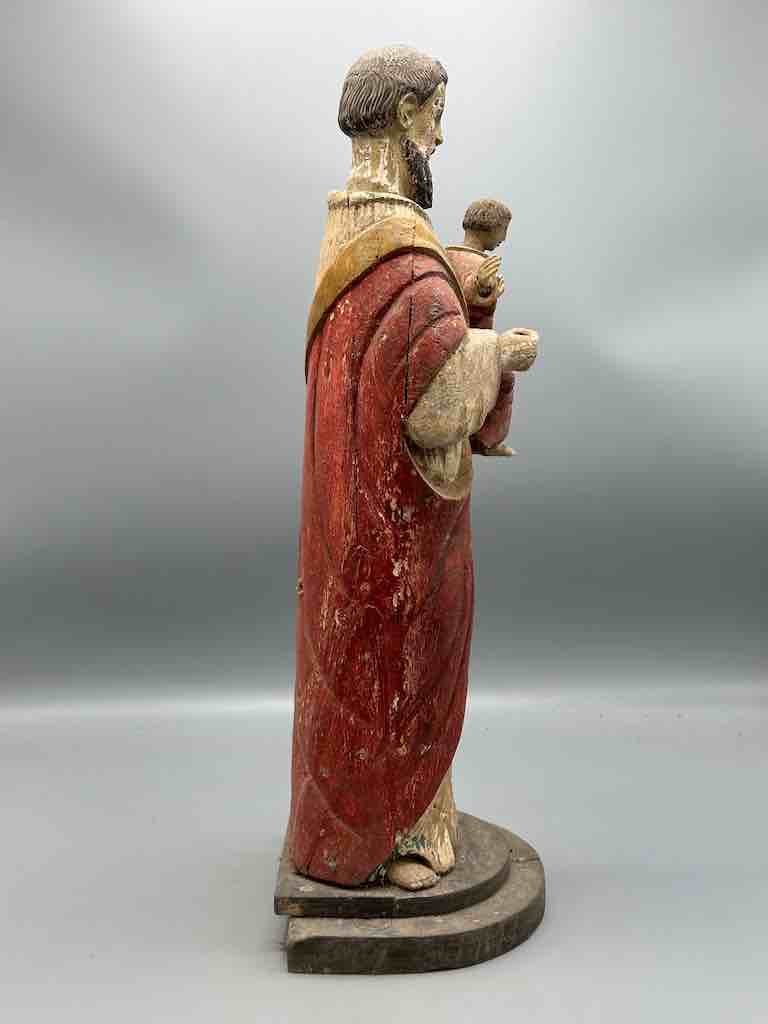 Antique Vietnamese Catholic Male Saint Joseph with Jesus Figure