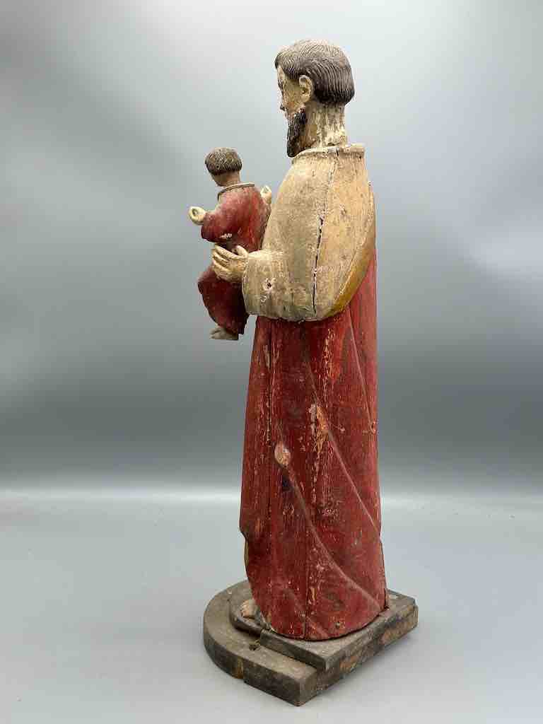 Antique Vietnamese Catholic Male Saint Joseph with Jesus Figure