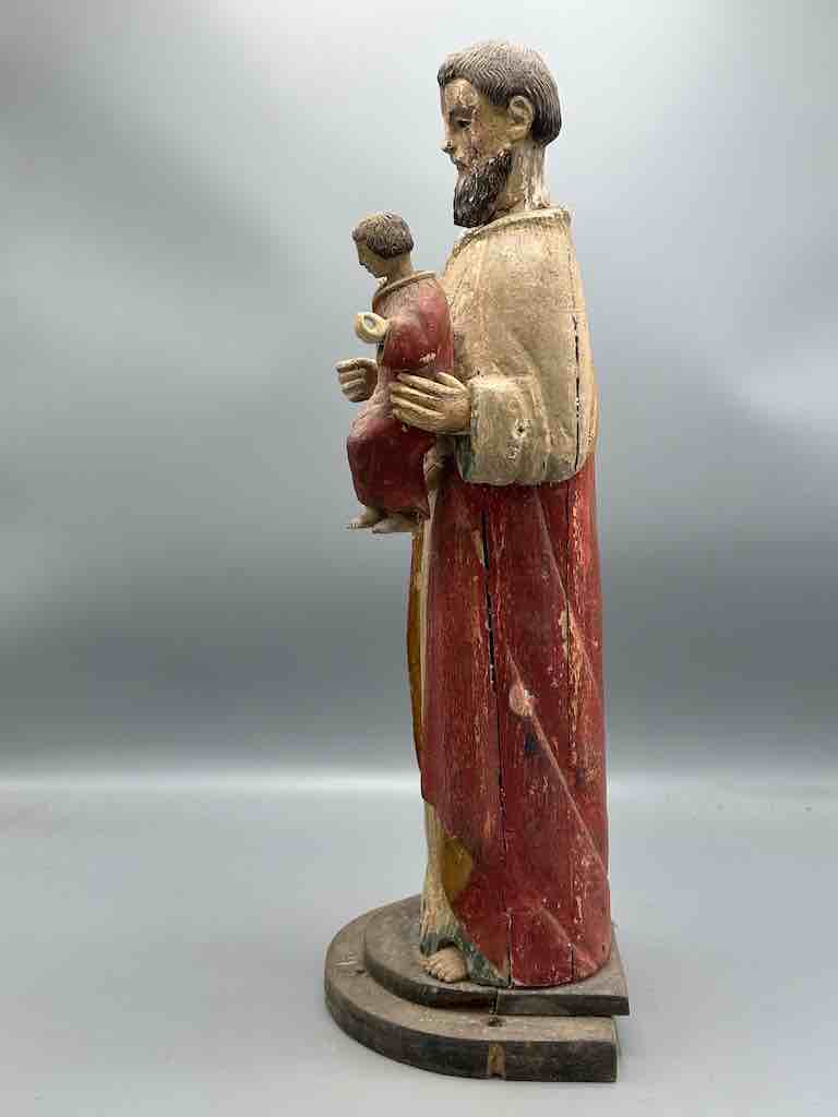 Antique Vietnamese Catholic Male Saint Joseph with Jesus Figure