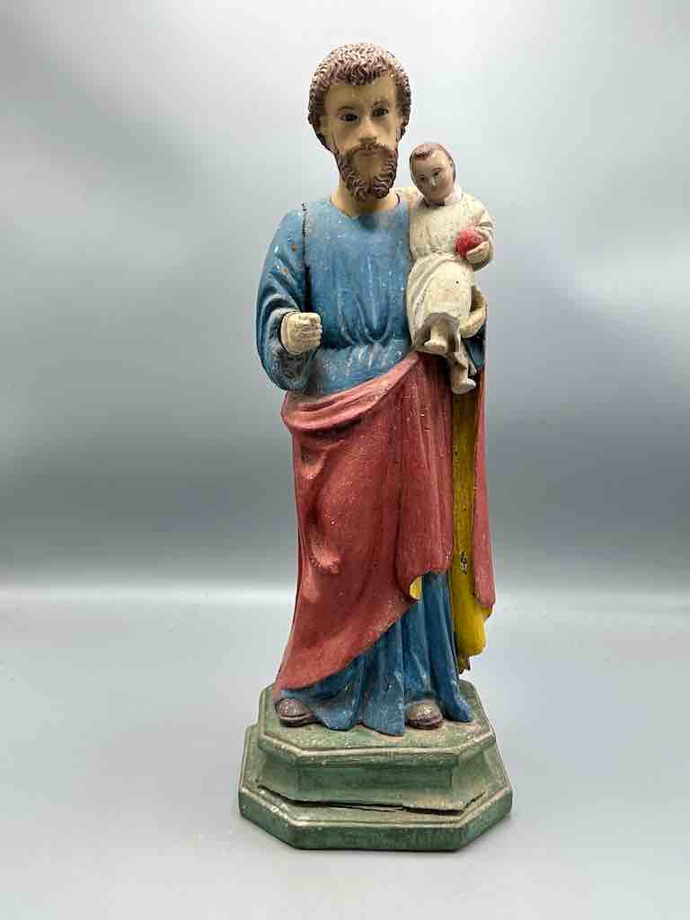 Antique Vietnamese Catholic Male Saint Joseph with Jesus Figure