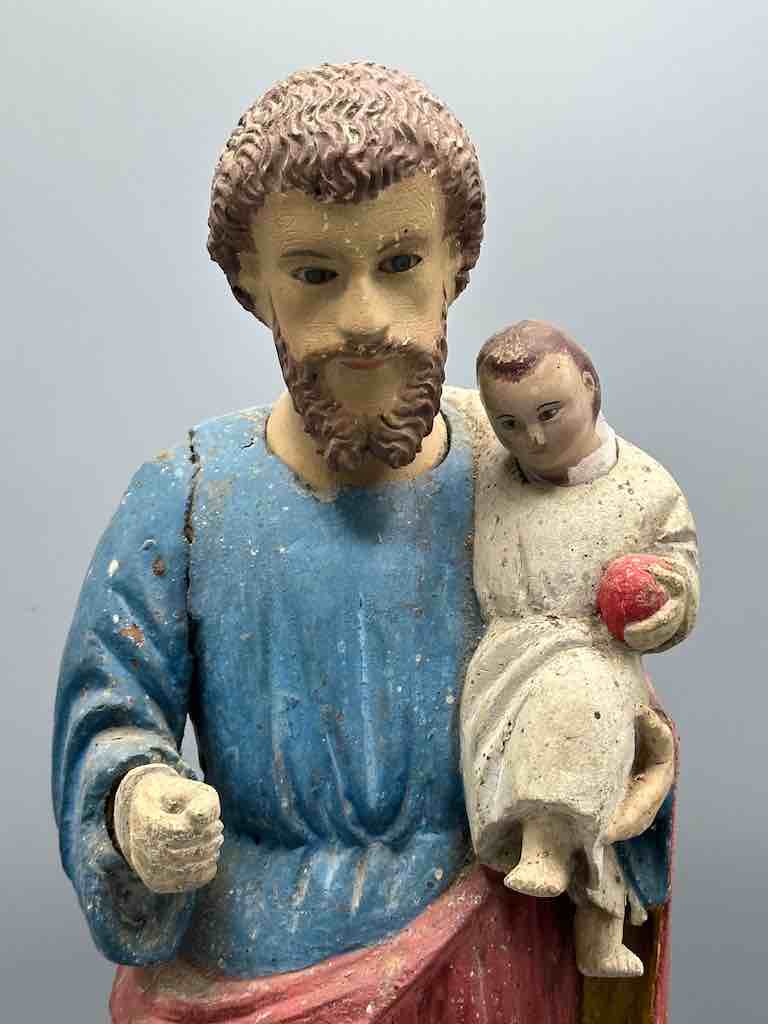 Antique Vietnamese Catholic Male Saint Joseph with Jesus Figure