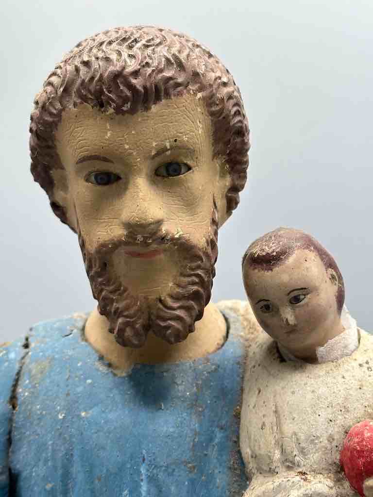 Antique Vietnamese Catholic Male Saint Joseph with Jesus Figure