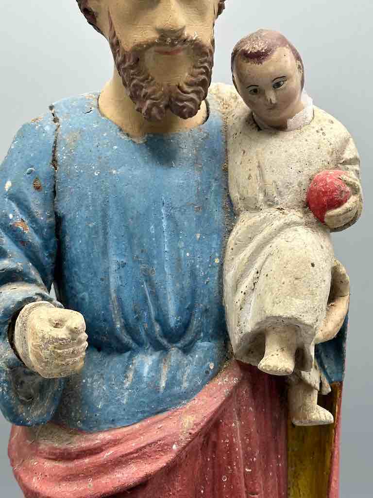 Antique Vietnamese Catholic Male Saint Joseph with Jesus Figure