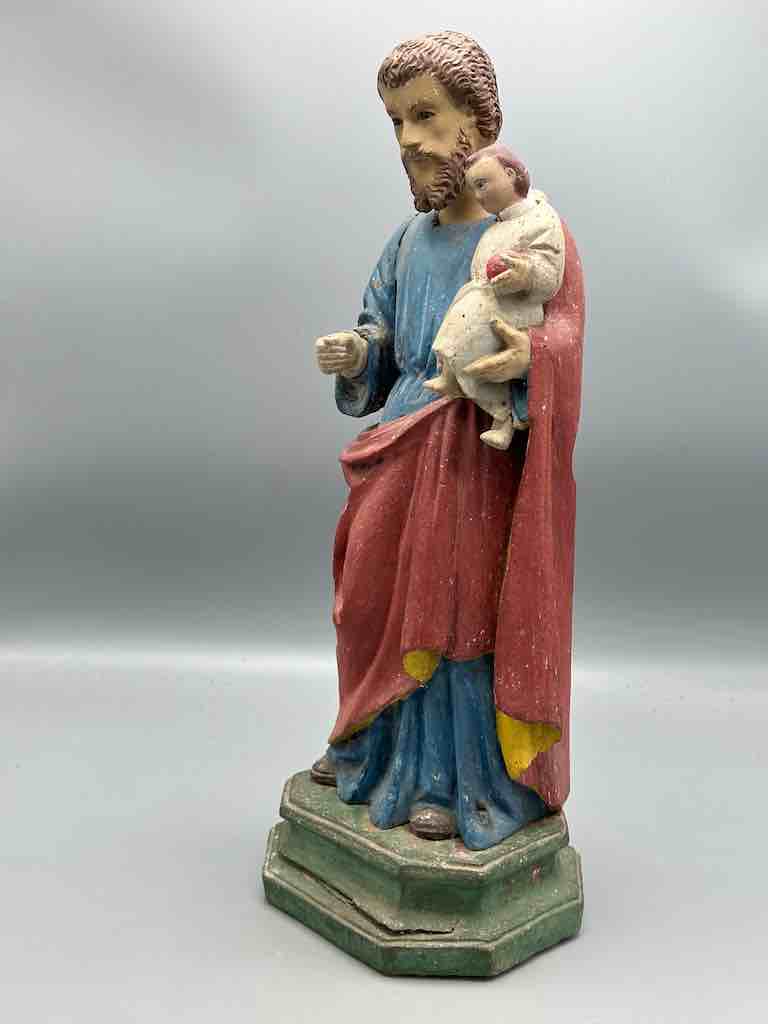 Antique Vietnamese Catholic Male Saint Joseph with Jesus Figure