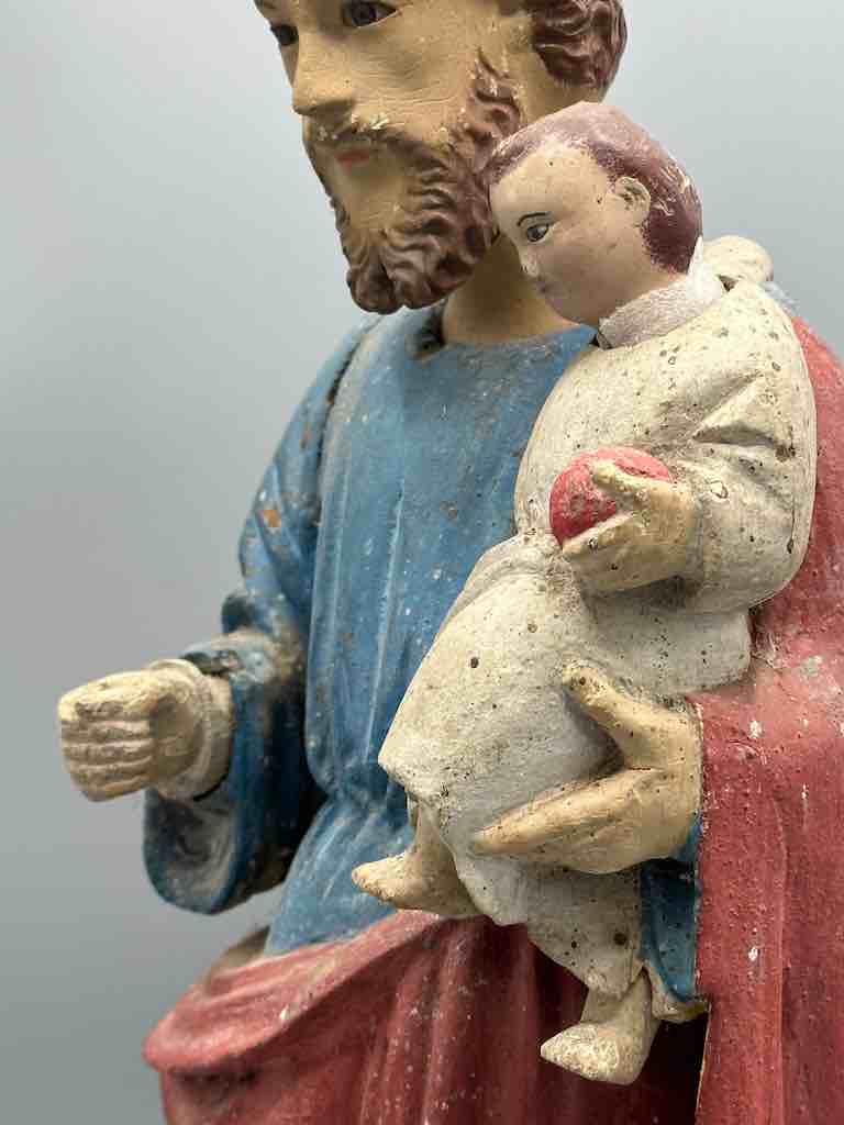 Antique Vietnamese Catholic Male Saint Joseph with Jesus Figure