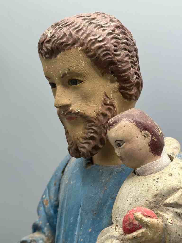 Antique Vietnamese Catholic Male Saint Joseph with Jesus Figure