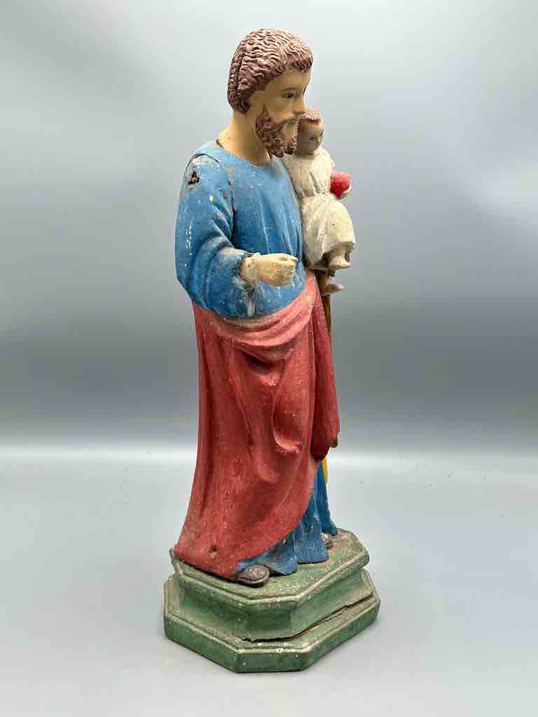 Antique Vietnamese Catholic Male Saint Joseph with Jesus Figure