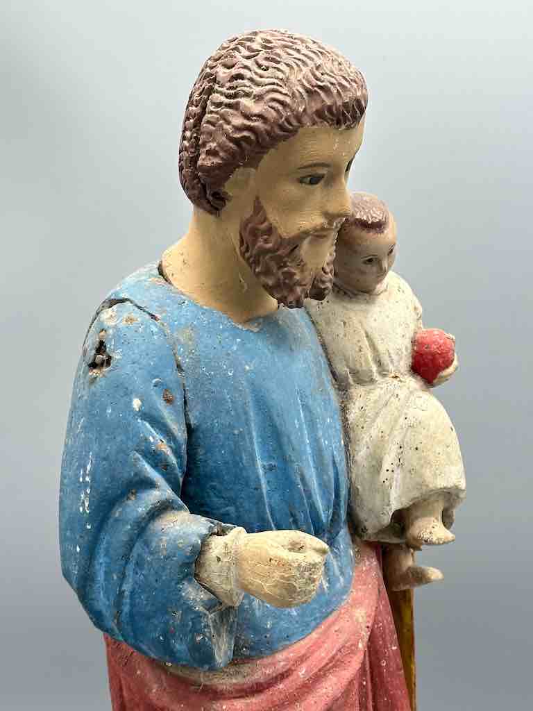 Antique Vietnamese Catholic Male Saint Joseph with Jesus Figure