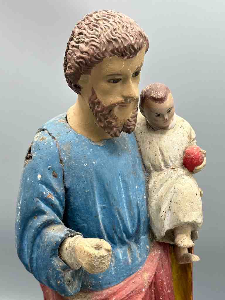 Antique Vietnamese Catholic Male Saint Joseph with Jesus Figure