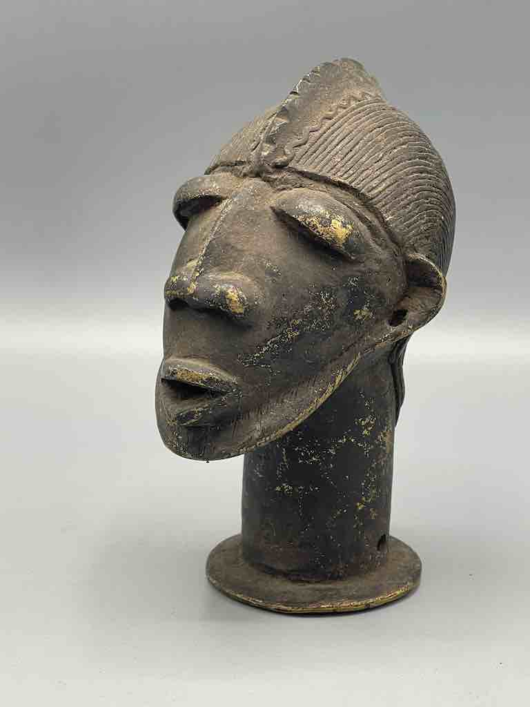 Vintage Brass Traditional Dogon Male Head Figure - Mali