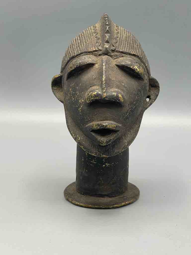 Vintage Brass Traditional Dogon Male Head Figure - Mali