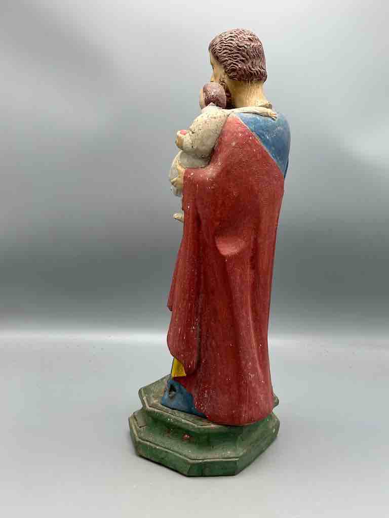 Antique Vietnamese Catholic Male Saint Joseph with Jesus Figure