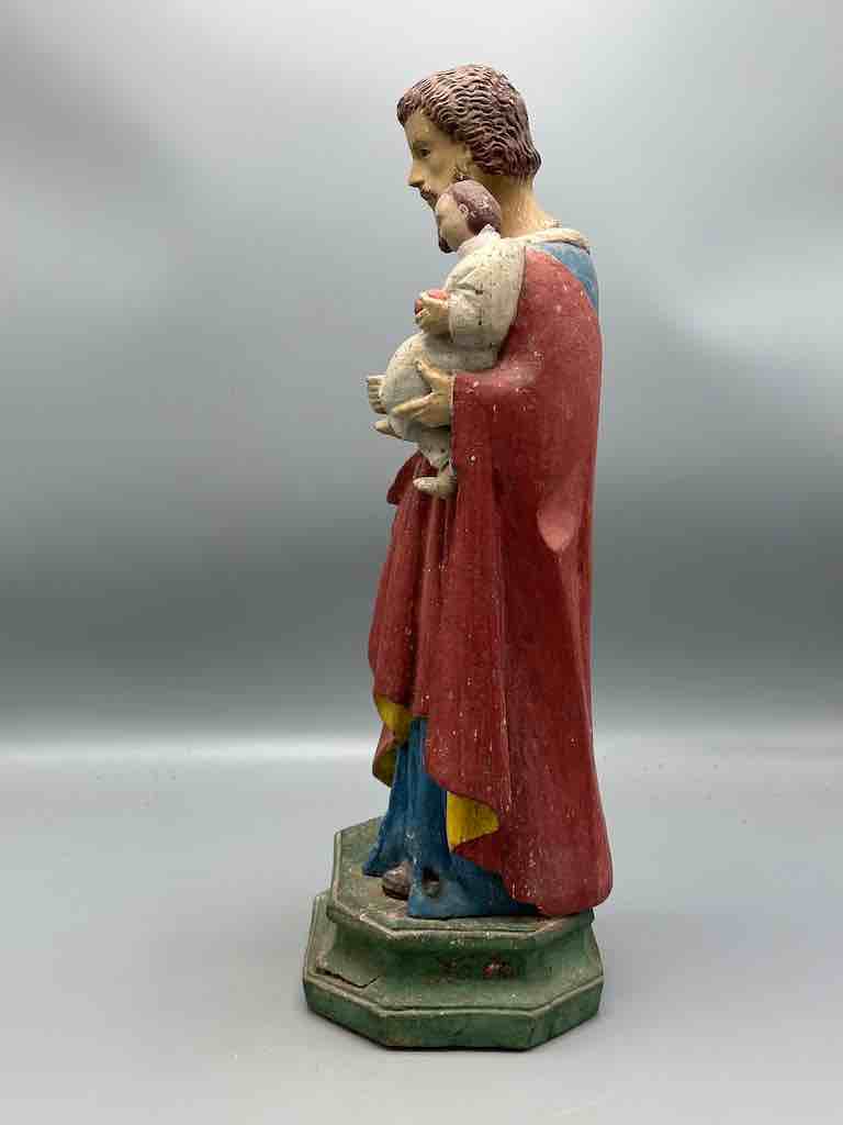 Antique Vietnamese Catholic Male Saint Joseph with Jesus Figure