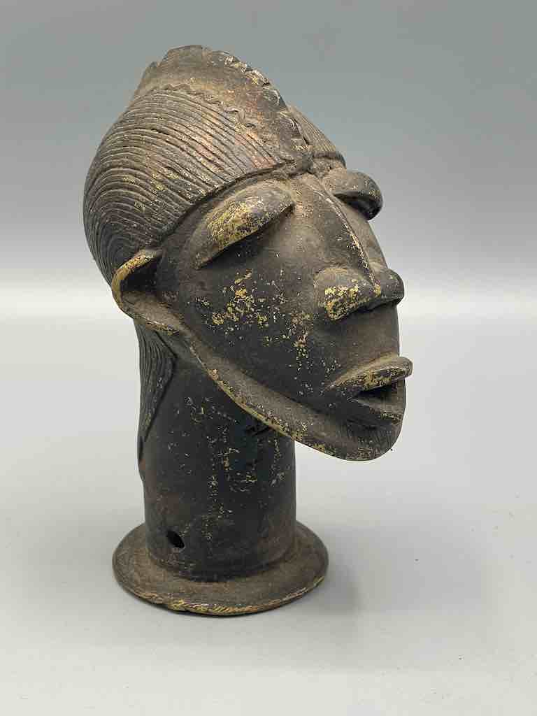 Vintage Brass Traditional Dogon Male Head Figure - Mali