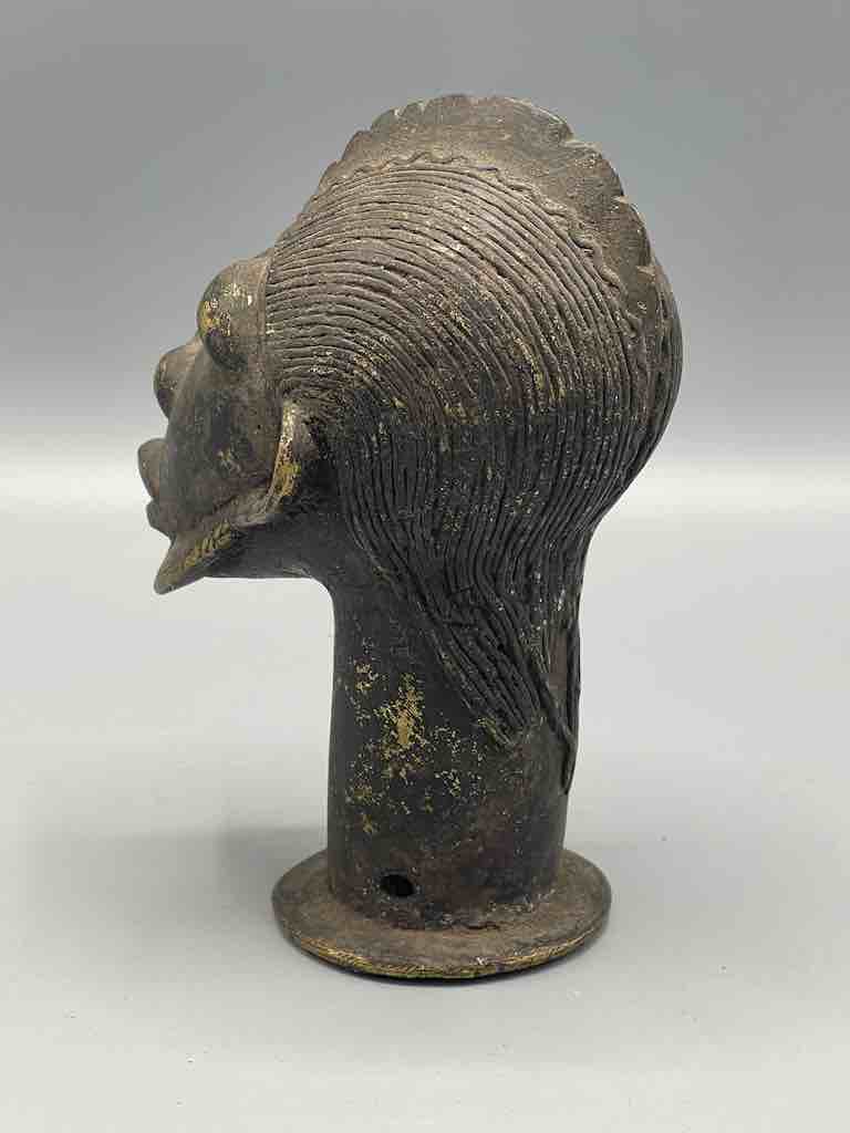 Vintage Brass Traditional Dogon Male Head Figure - Mali