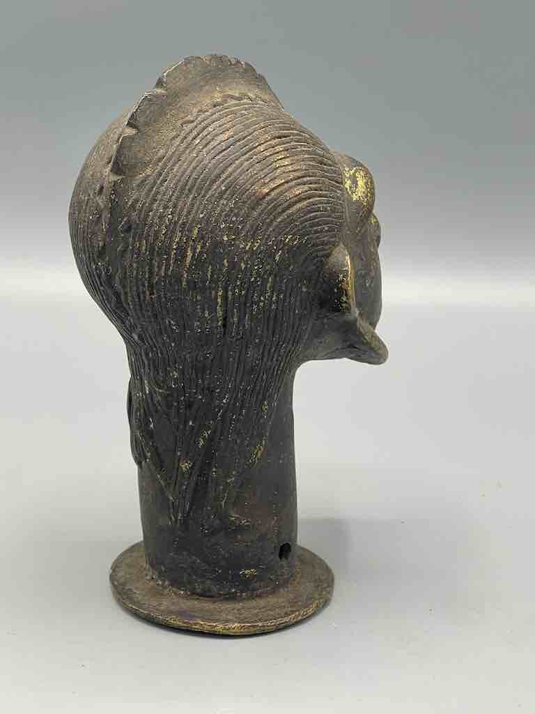 Vintage Brass Traditional Dogon Male Head Figure - Mali