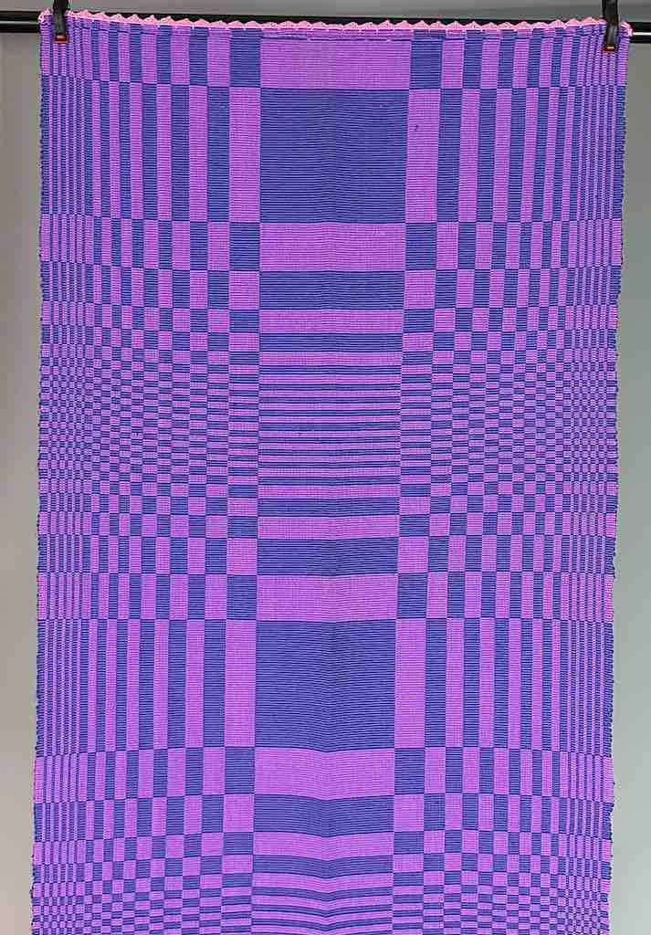 Geometric Long Narrow Textile Table Runner - Purple/Navy