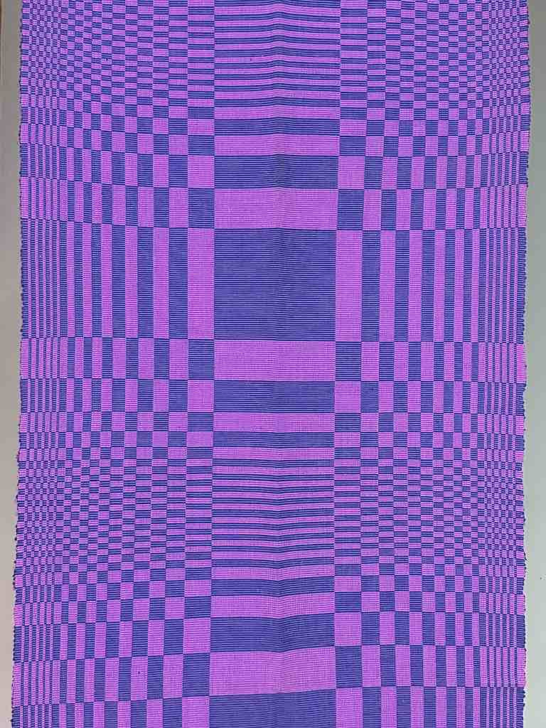 Geometric Long Narrow Textile Table Runner - Purple/Navy